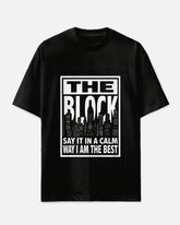 Big Men's Casual City Scene Poster THE BLOCK Letter Printed Short Sleeve T-shirt